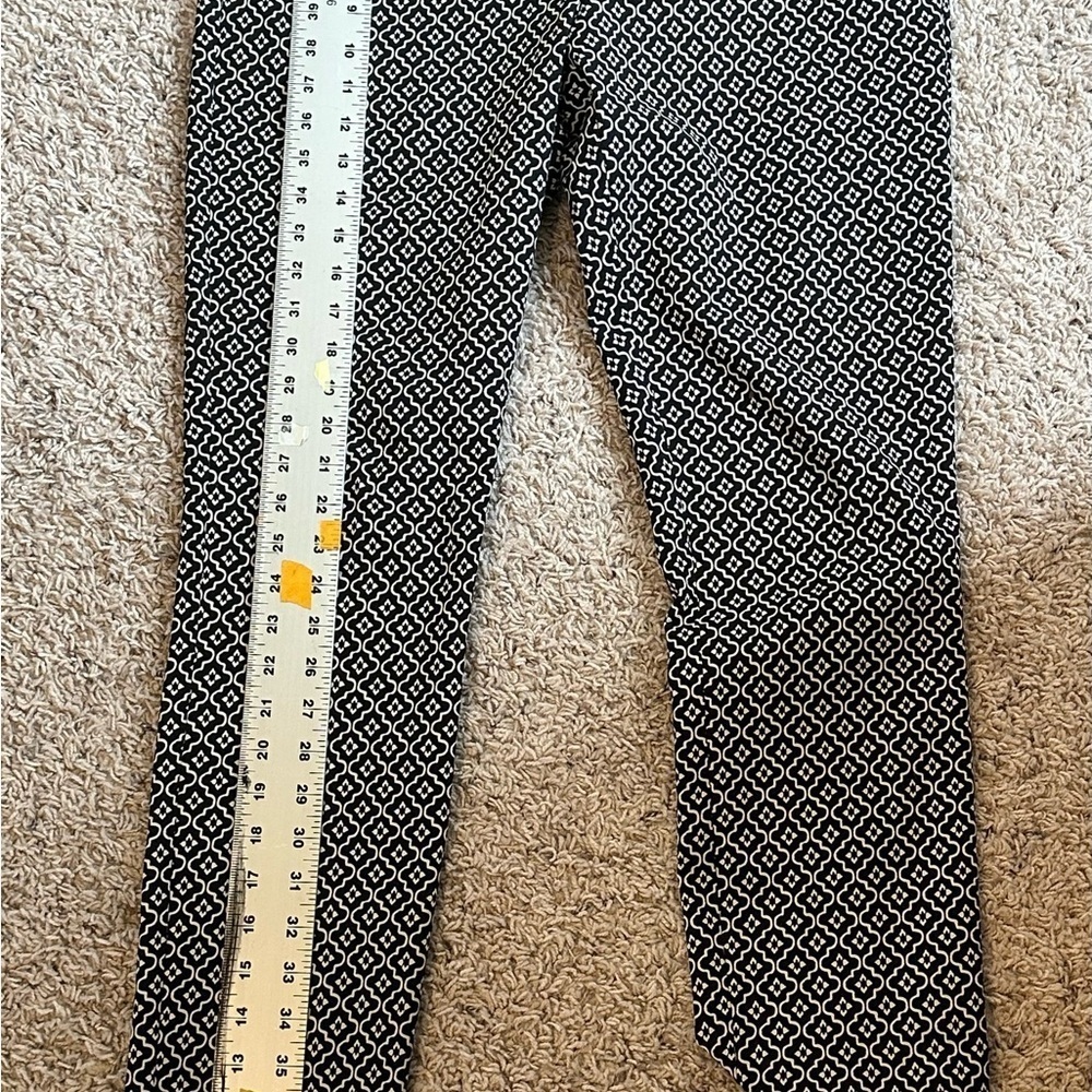 Loft Marissa Skinny Black/Tan Woven Geometric Pattern Classic Career Pants Sz 8 - Picture 10 of 10